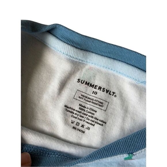 Summersalt Unisex Kids Pajamas Set size 10 Christmas Cotton Blue - Picture 3 of 6